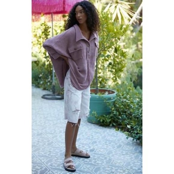 Free People FP Beach Rowan Textured Pullover Sweater Top Size Small - Purple - Picture 1 of 3